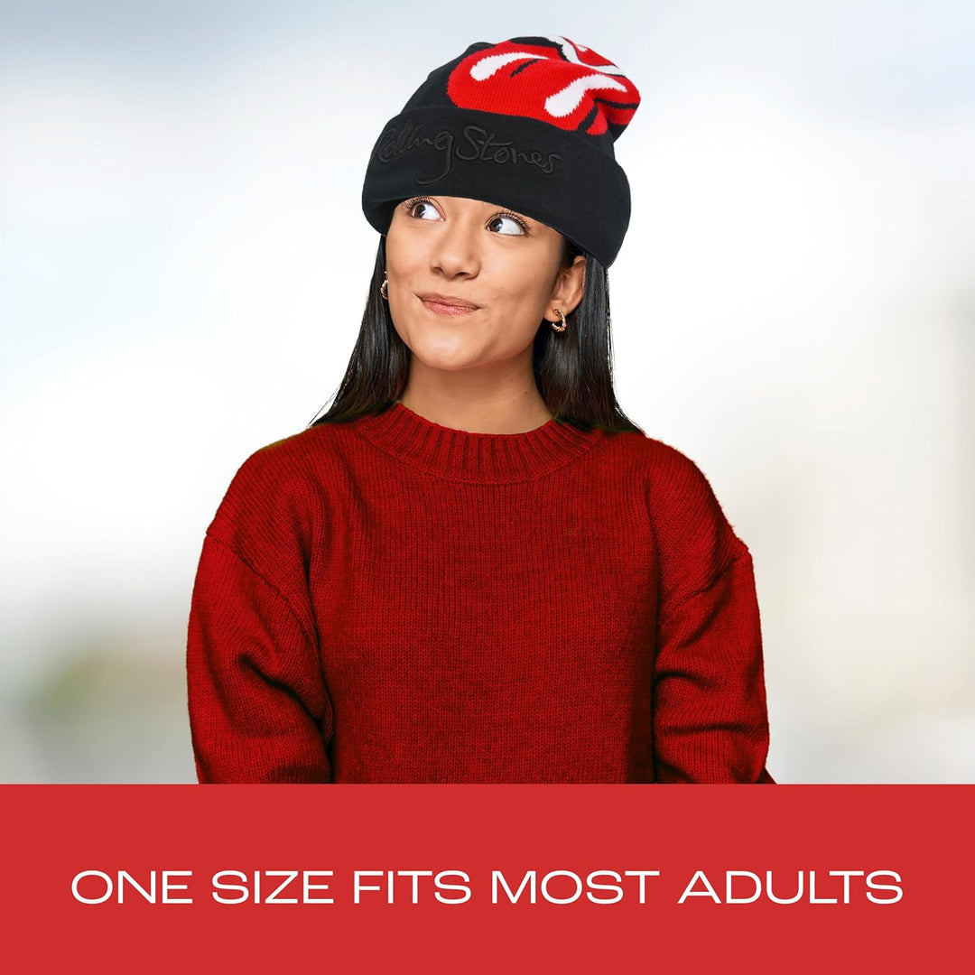 Concept One Unisex-Erwachsene The Rolling Stones Winter Knit Cap mit Jacquard Lips Logo und Manschet