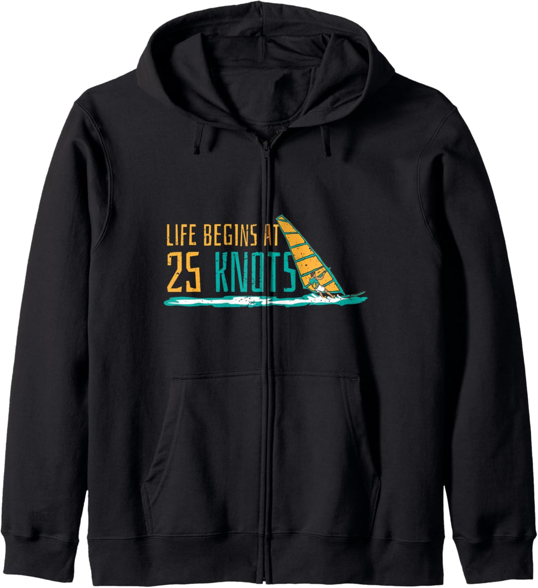 Windsurfen Life begins at 25 Knoten Surfer Spruch Geschenk Kapuzenjacke