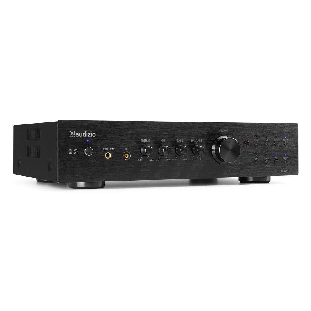 Audizio AD420B - 4 Kanal Verstärker mit Bluetooth, 4 x 100 Watt, mit Fernbedienung, 2.1 kompatibel,