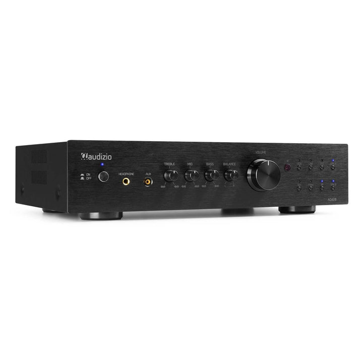 Audizio AD420B - 4 Kanal Verstärker mit Bluetooth, 4 x 100 Watt, mit Fernbedienung, 2.1 kompatibel,