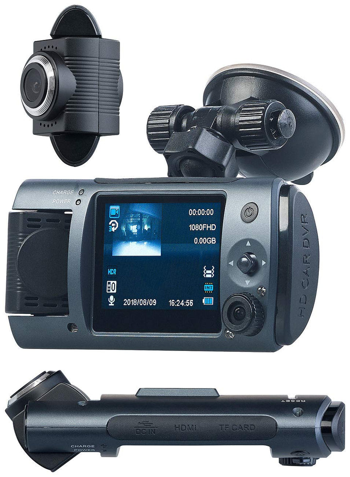 NavGear Dashcam Dual: Full-HD-Dashcam mit 2 Objektiven, 150° Ultra-Weitwinkel, Marken-Sensor (Dashca