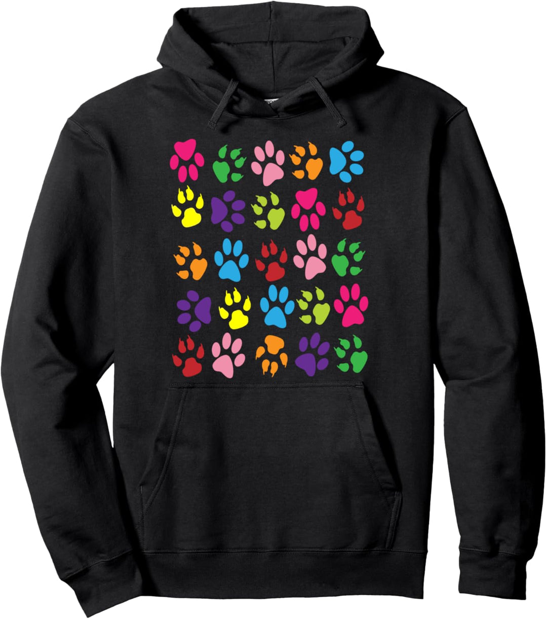 Pfotenabdrücke Hunde Katzen Tiere bunt Pullover Hoodie