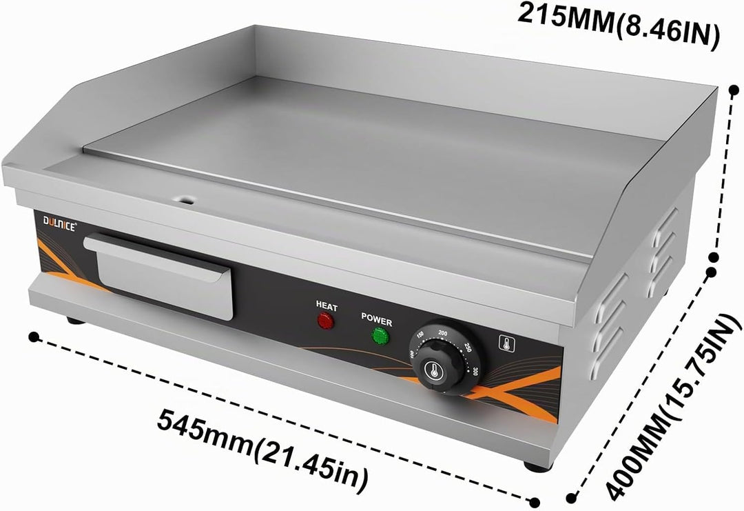 DULNICE Grillplatte Elektrisch Tischgrill Edelstahl, Elektrische Grillplatte 3000W, 50-300°C Kommerz