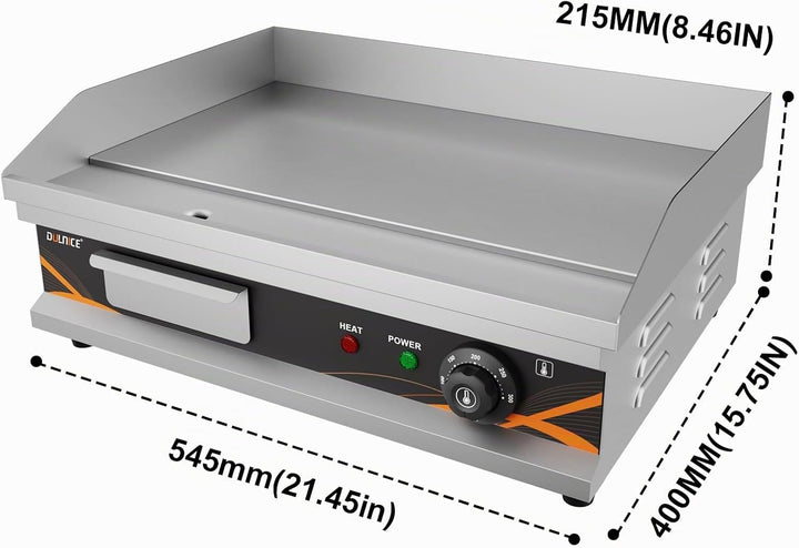 DULNICE Grillplatte Elektrisch Tischgrill Edelstahl, Elektrische Grillplatte 3000W, 50-300°C Kommerz