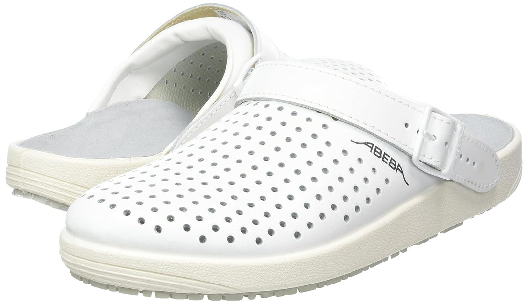 Abeba Clog 9300 - rubber Glattleder weiss, perforiert, zertifiziert, 44 44 EU, 44 EU