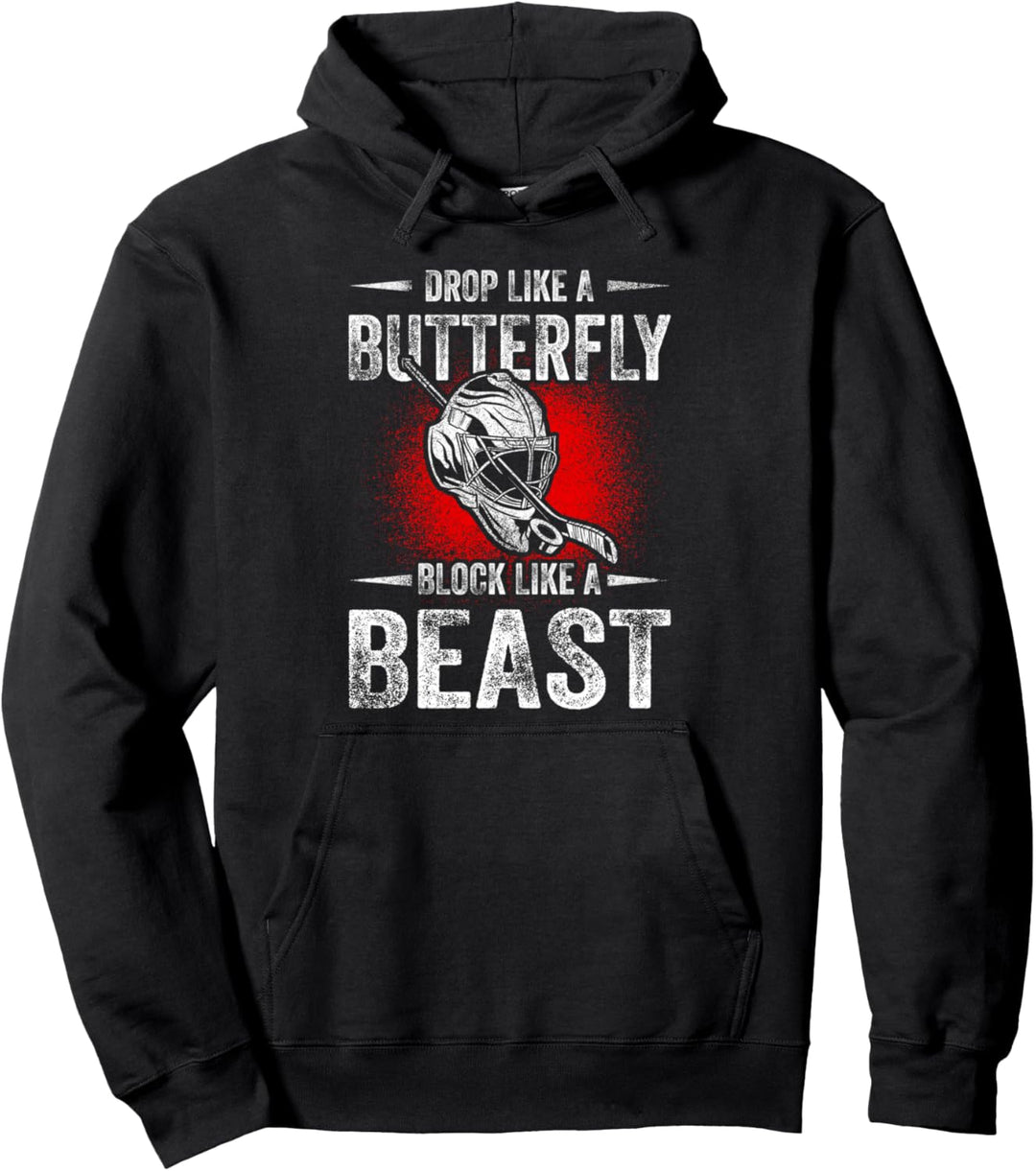 Drop Like A Butterfly Block Like A Beast Ice Hockeyspieler Pullover Hoodie