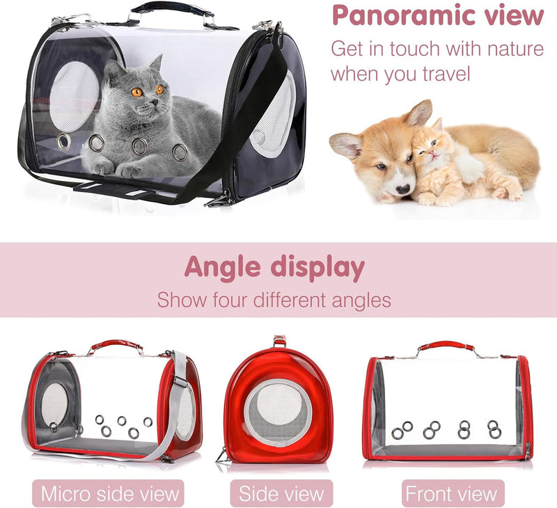 PETCUTE Transporttasche für Hunde & Katzen,Atmungsaktive Transparent Katzentasche Katzentransportbox