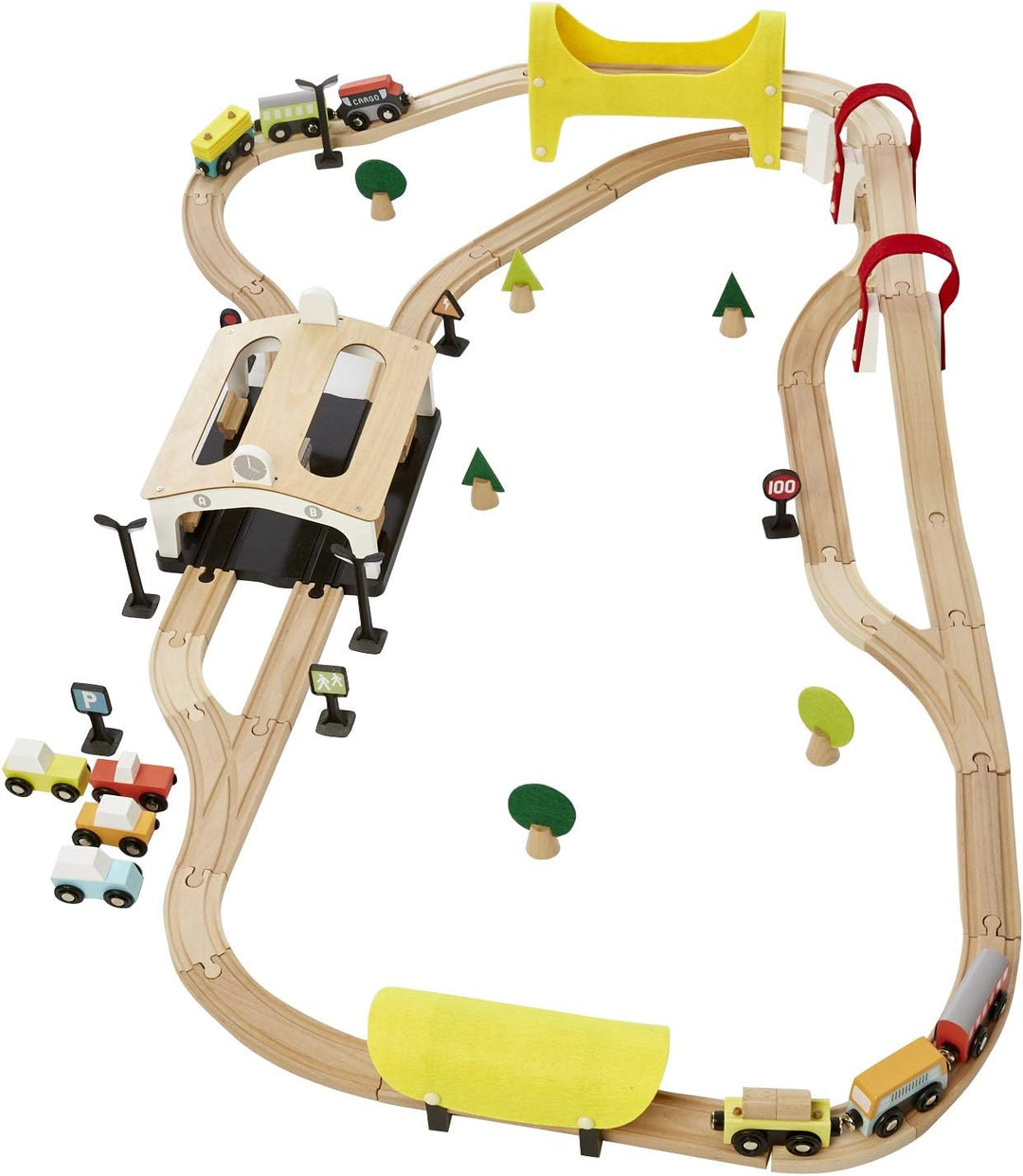 Vertbaudet Kinder Holzeisenbahn, 66 Teile Mehrfarbig ONE Size