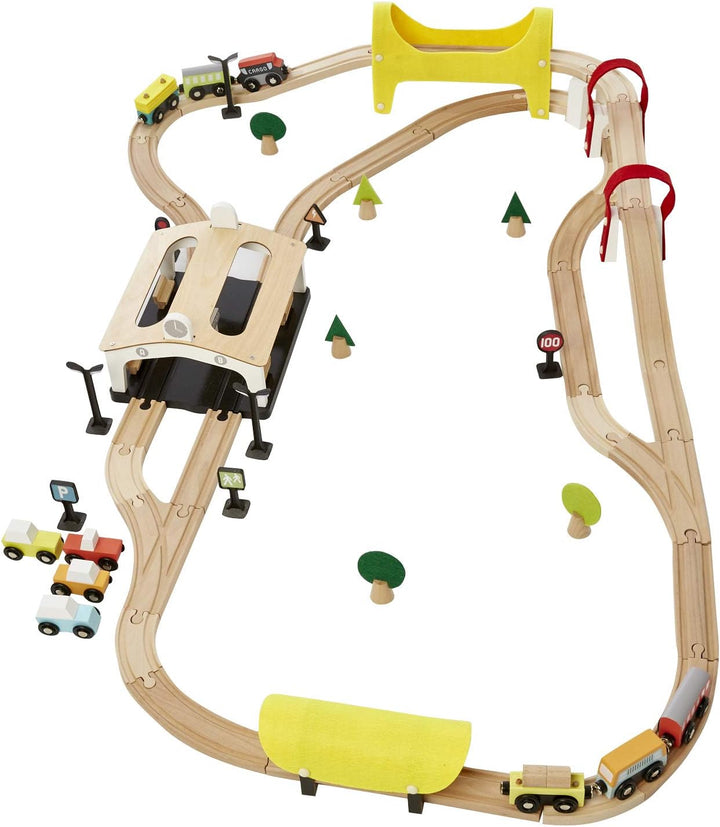 Vertbaudet Kinder Holzeisenbahn, 66 Teile Mehrfarbig ONE Size