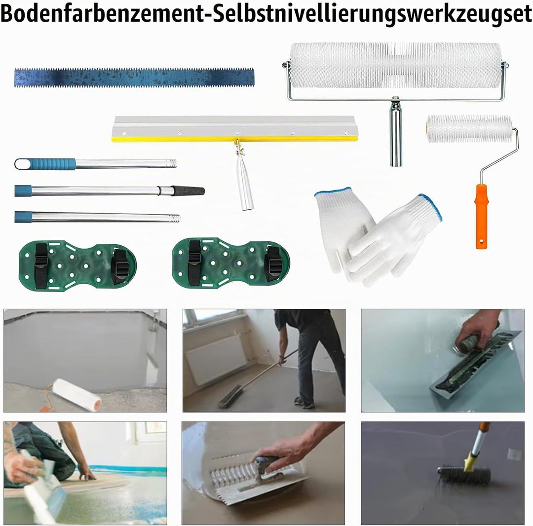 8tlg Bodenbeschichtungs Set, Entlüftungsroller Set mit 2 Entlüftungswalze 23CM+48CM Stehrakel Grossf