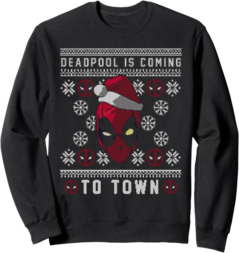 Marvel Deadpool Coming To Town Ugly Christmas Sweatshirt