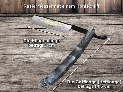 Herren Geschenk Set Rasiermesser Goldätzung Paste Solingen und Leder Abziehriemen