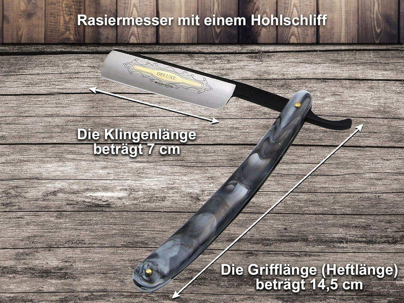 Herren Geschenk Set Rasiermesser Goldätzung Paste Solingen und Leder Abziehriemen