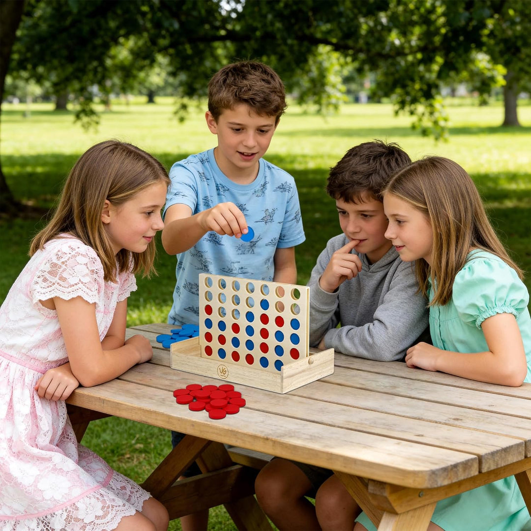 4 in Einer Reihe Spiel Holz, Vertikales Strategiespiel für 2 Spieler, Pädagogisches Lernspielzeug, G