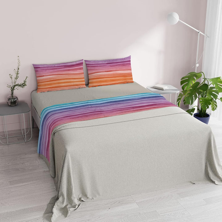 Fantasy Italian Bed Linen Bettwäsche, Rainbow, Doppelte, Mikrofaser, Regenbogen Rainbow Doppelte, Ra