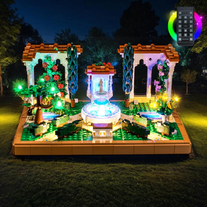 Licht Set Kompatibel mit Lego Springbrunnengarten Fernbedienung, Nur Lichter Set - Kein Modell, Lich