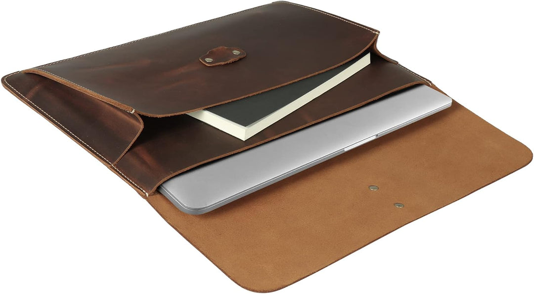 Londo Real Grain Leather MacBook Pro Case with Front Pocket &amp; Flap Closure (Zimt, 15-16 Zoll), OTTO5