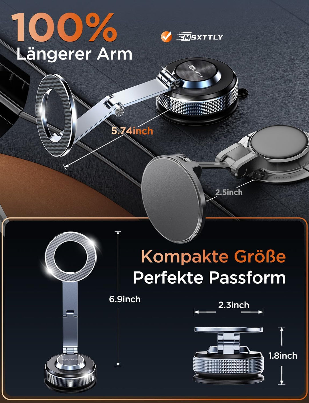 Handyhalterung Auto–Vmag S3 2026 Magnetische Handyhalterung Auto mit Metall-Dual-Fold-Arm & Erweiter