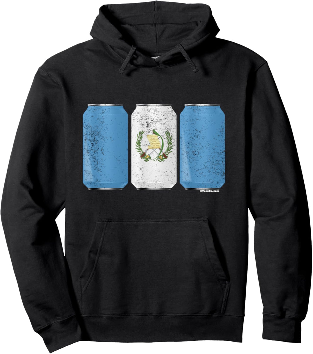 Cool Graphic Beer Cans Guatemala Flag Pullover Hoodie