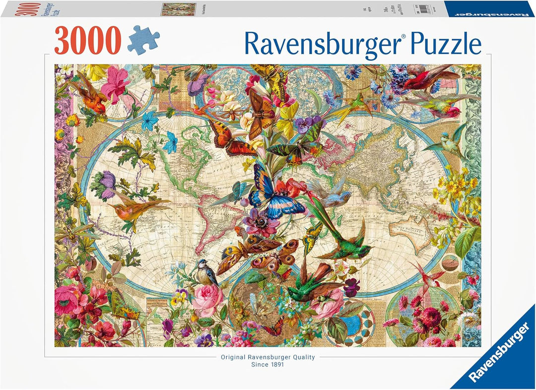 Ravensburger Puzzle 17117 Weltkarte mit Schmetterlingen 3000 Teile Puzzle