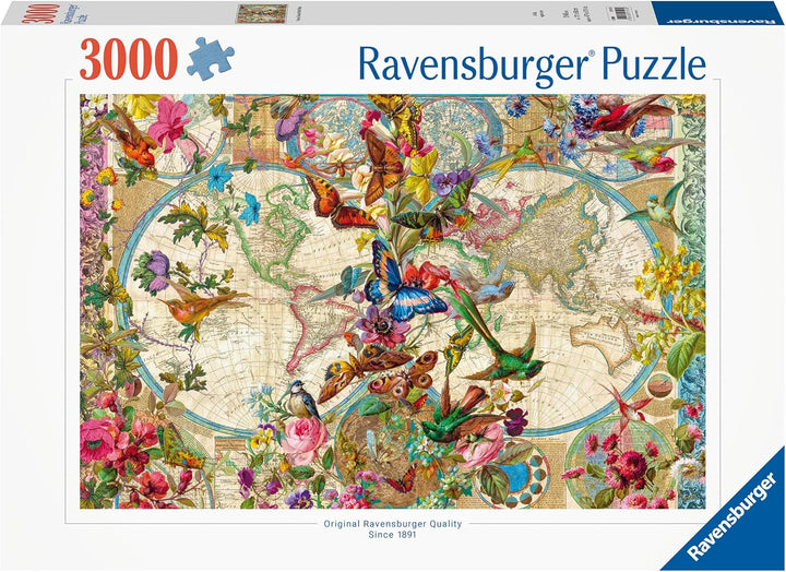 Ravensburger Puzzle 17117 Weltkarte mit Schmetterlingen 3000 Teile Puzzle
