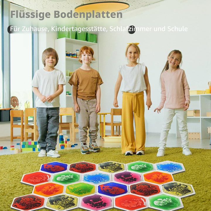 Art3d 9 stück sechseckige sensorische Bodenfliesen | Kinder Vorschulkind Jugendliche Bunte flüssige