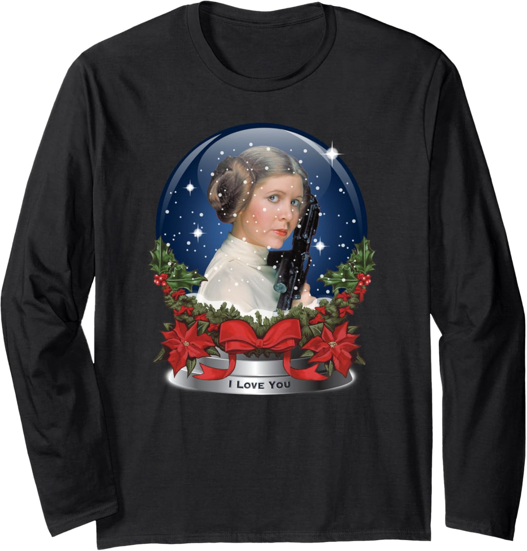 Star Wars Princess Leia I Love You Snow Globe Holiday Langarmshirt
