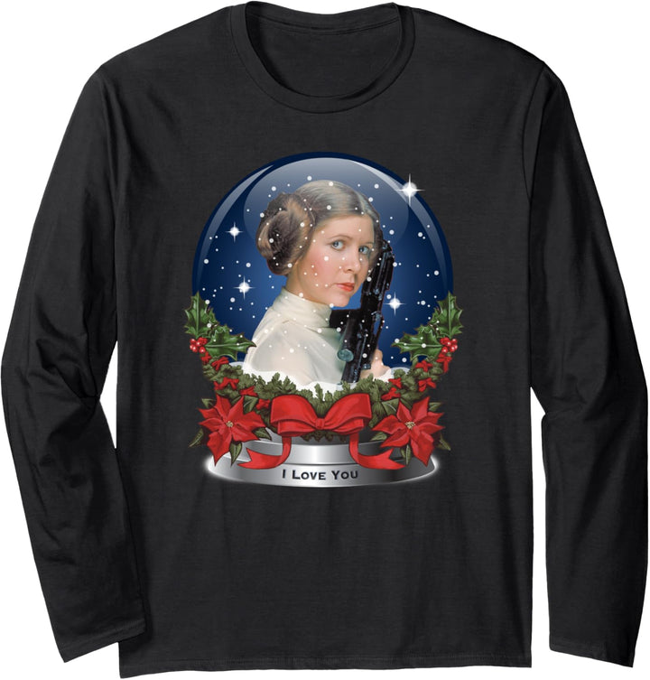 Star Wars Princess Leia I Love You Snow Globe Holiday Langarmshirt