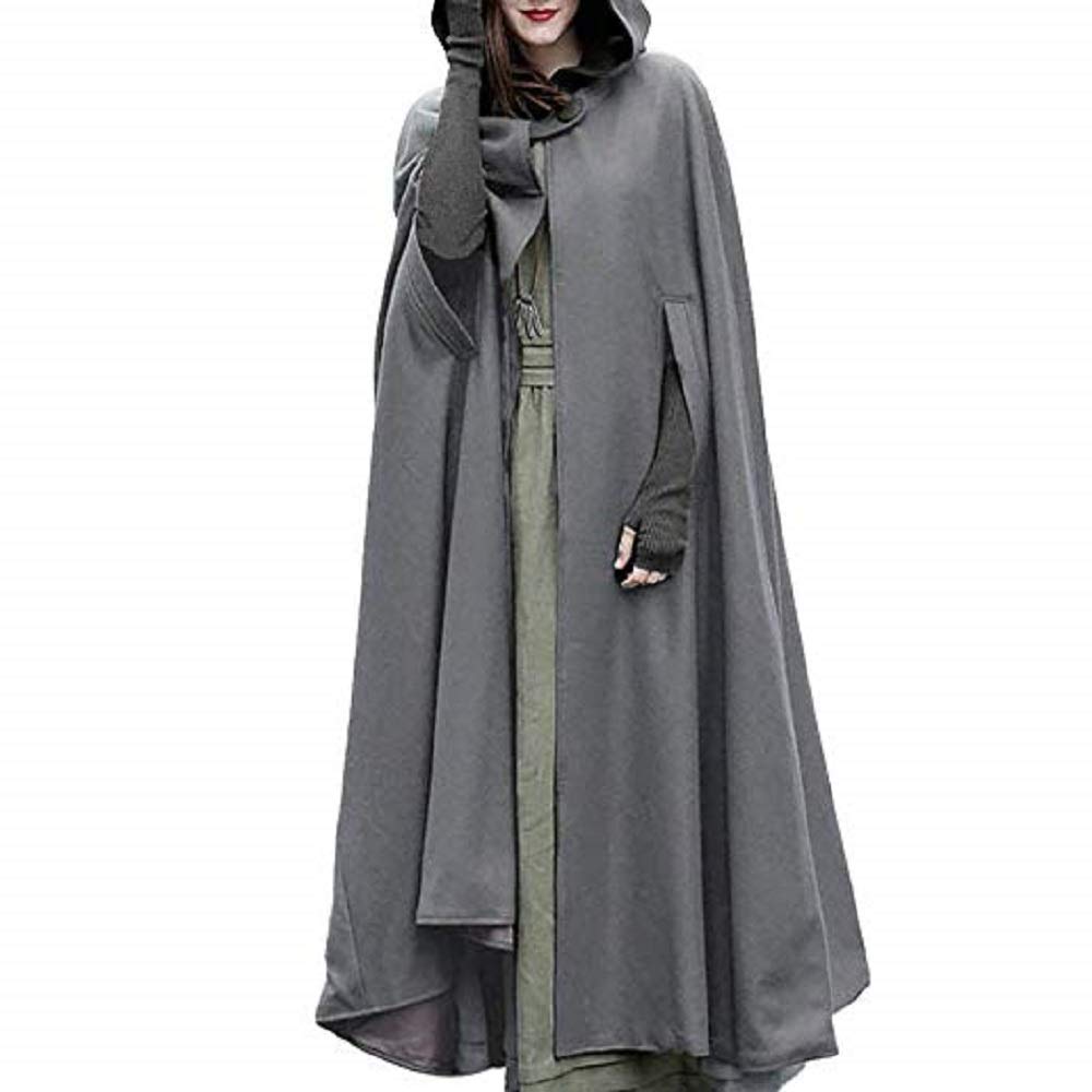 JLTPH Damen Herbst Winter Maxi Lose Umhang mit Kapuze Mantel Poncho Kap Strickpulli Longstrickjacke
