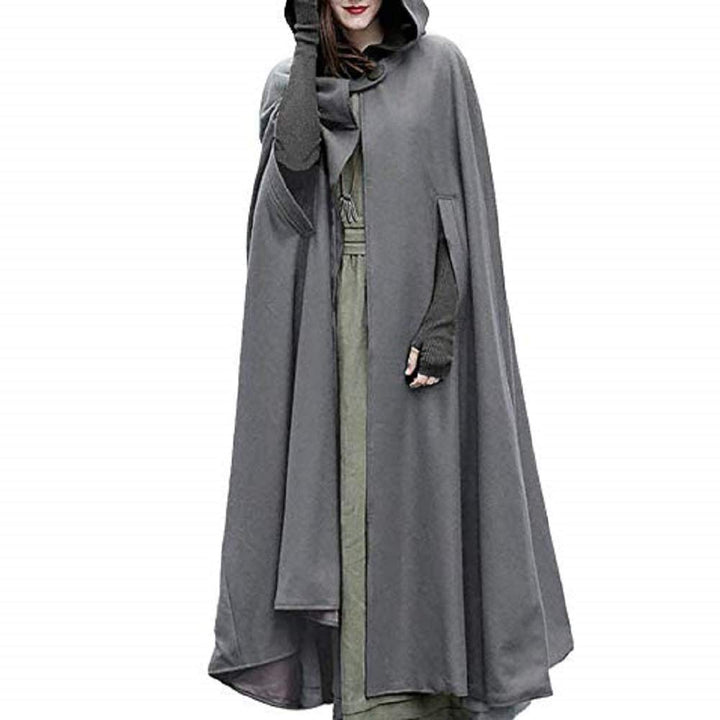 JLTPH Damen Herbst Winter Maxi Lose Umhang mit Kapuze Mantel Poncho Kap Strickpulli Longstrickjacke