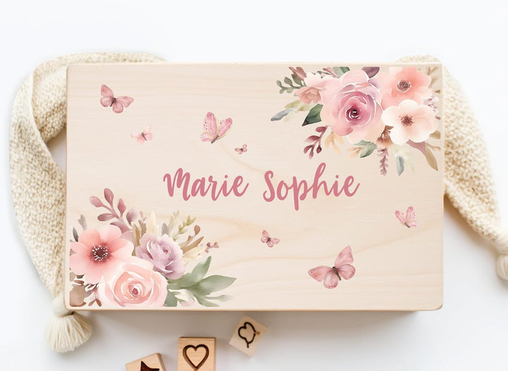 Little Deco Personalisierte Erinnerungskiste Baby, Holzkiste mit Deckel | M - 30 x 20 x 13 cm | Baby