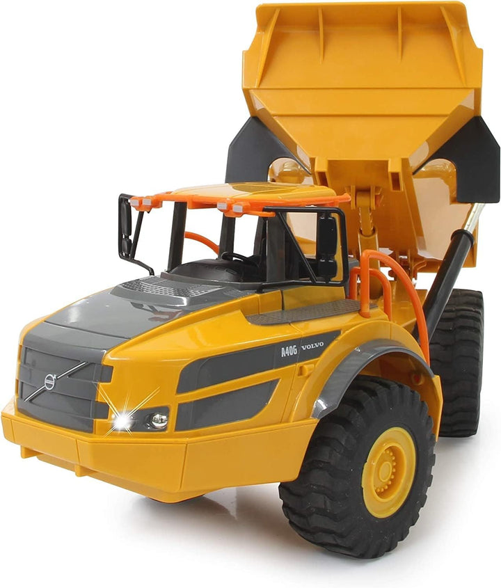 JAMARA 405056 - Muldenkipper Volvo A40G 1:20 2,4GHz- originalgetreue Knicklenkung, Kippmulde hoch /