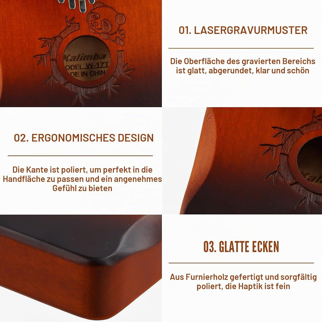 17 Tasten Fingerklavier Massivholz, Kalimba Daumenklavier, Tragbares Daumenklavie, Kalimba Geschenke