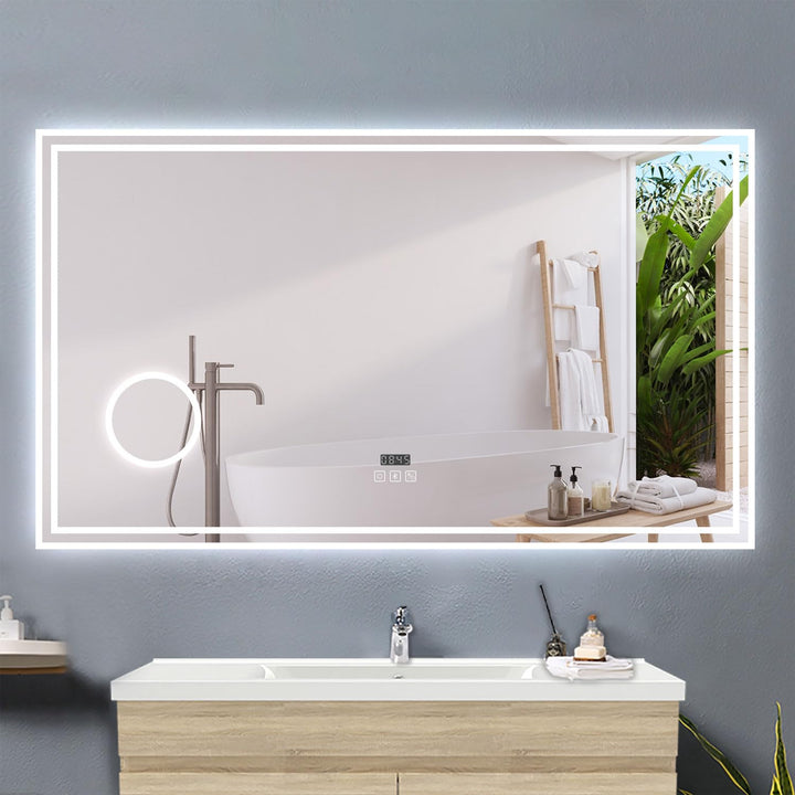 Badezimmerspiegel mit LED 160x80cm LED Spiegel mit Bluetooth Beschlagfrei 3-Fach Schminkspiegel Bads