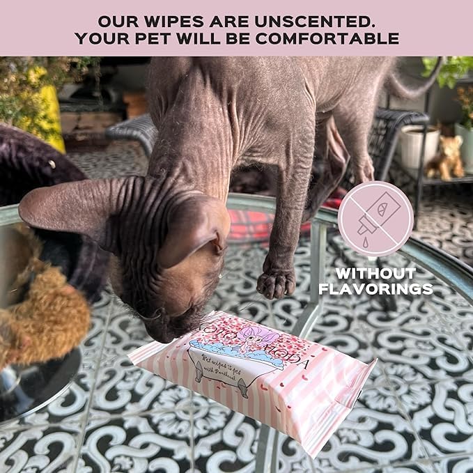 Kotomoda Feuchttücher mit Panthenol für Sphynx Katze für den täglichen Gebrauch (24 Packung/360 Stüc