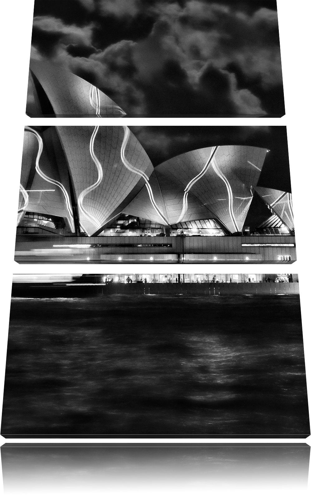 Pixxprint Sydney Opera House Beleuchtung als Leinwandbild/Grösse: 3 Teilig (120x80) cm/Wandbild/Kuns