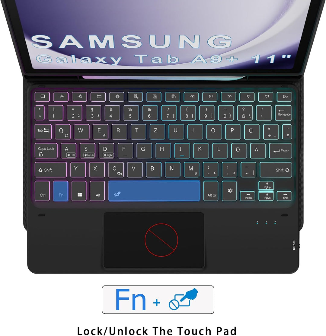 für Samsung Tablet A9 Plus Tastatur QWERTZ Deutsches - Galaxy Tab A9 Plus Hülle mit Tastatur, DIY 3-