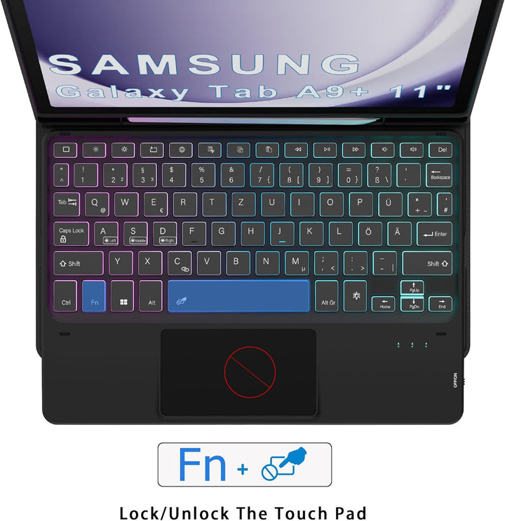 für Samsung Tablet A9 Plus Tastatur QWERTZ Deutsches - Galaxy Tab A9 Plus Hülle mit Tastatur, DIY 3-