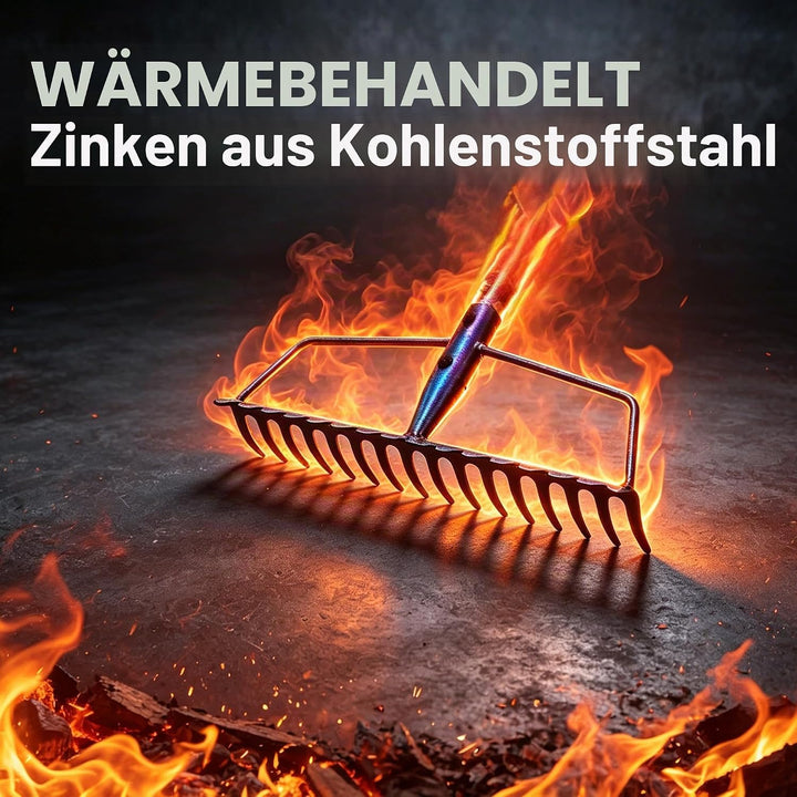 YEELOR Gartenrechen, Karbonstahl, Stabiler und robuster Karbonrechen, Bogenrechen mit verstellbarem