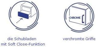 VBChome Badmöbel Waschbecken mit Unterschrank 80cm Waschtisch 2-Schubladen Weiss Lara, 80cm