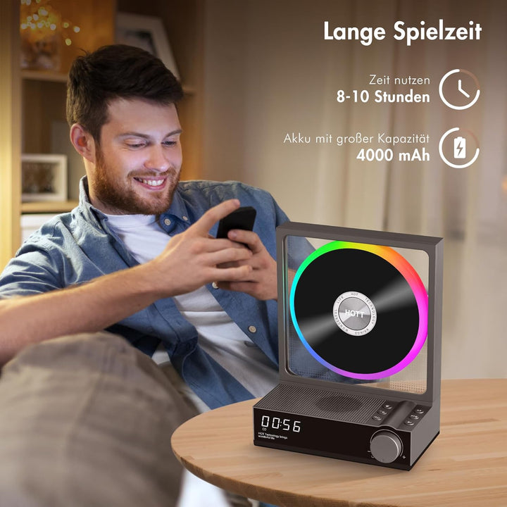 HOTT CD-Player Tragbar mit Fernbedienung, Bluetooth 5.3 Desktop CD Player mit RGB-Lichtern, Tragbare
