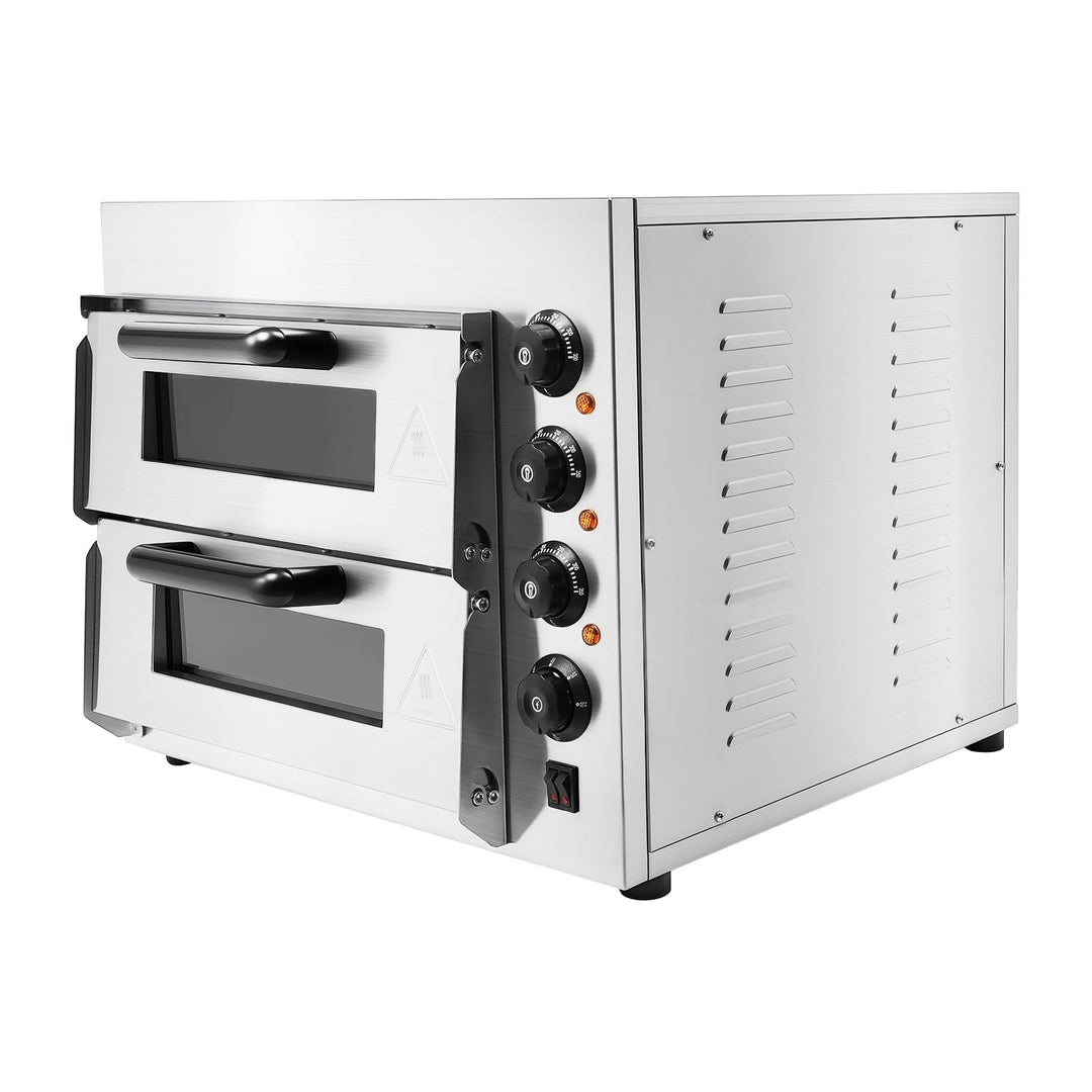 Doppelter Pizza-Ofen, Edelstahl-Ofen, einstufig 20L, mit eingebauter Beleuchtung, Timer, Temperaturr