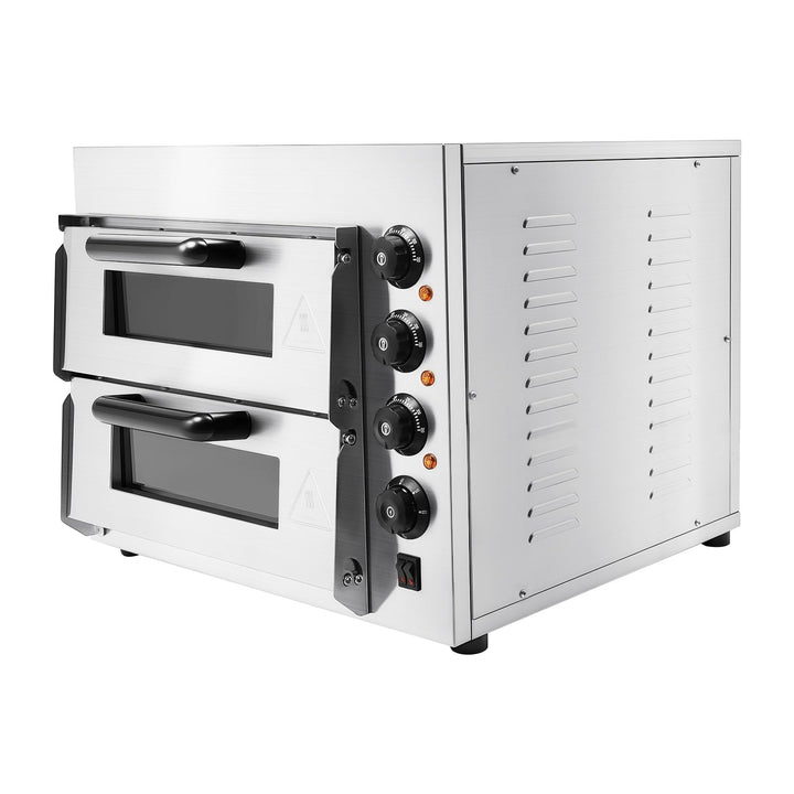 Doppelter Pizza-Ofen, Edelstahl-Ofen, einstufig 20L, mit eingebauter Beleuchtung, Timer, Temperaturr