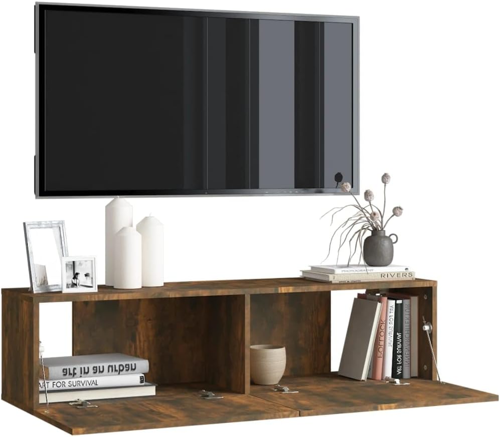 AUVYI TV-Wandschrank Räuchereiche 120x30x30 cm Holzwerkstoff Lowboard Nachttisch Holz Aufbewahrungss