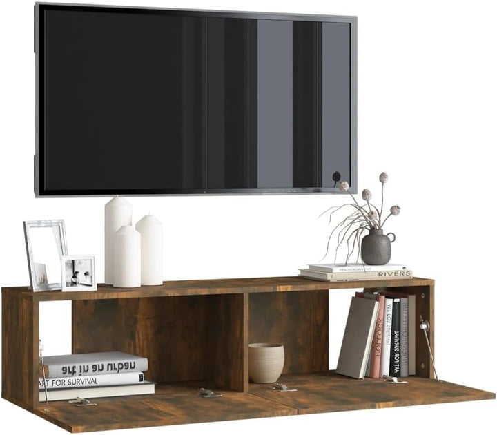 AUVYI TV-Wandschrank Räuchereiche 120x30x30 cm Holzwerkstoff Lowboard Nachttisch Holz Aufbewahrungss