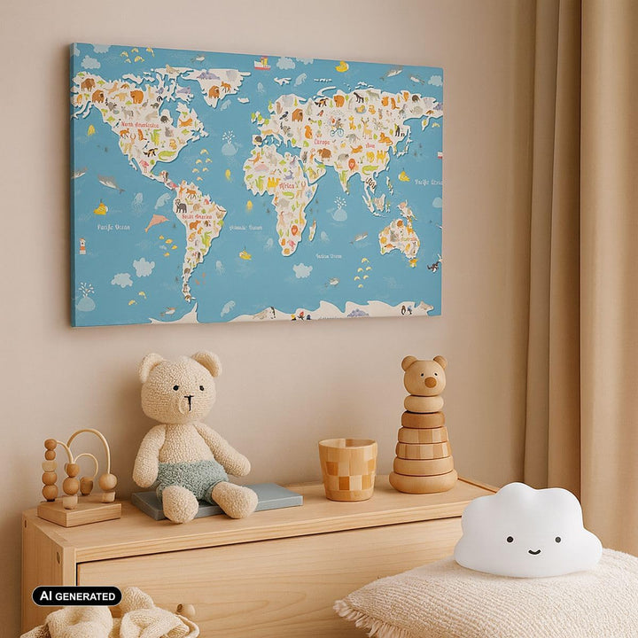 Bilder auf Leinwand Geographie Globus Grafik Illustration Leinwandbild 70x50cm Wandbilder Dekoration
