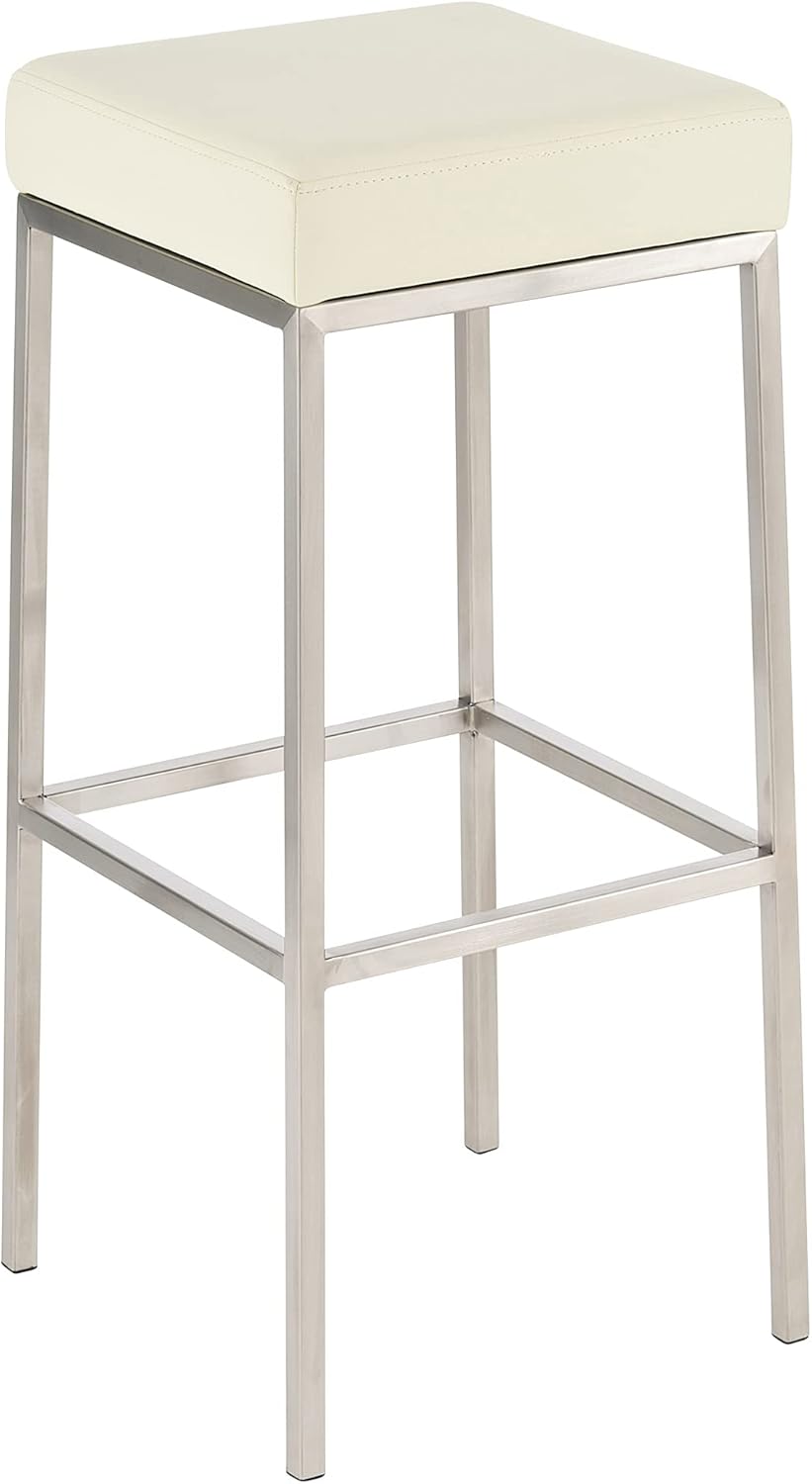 CLP 2er Set Barhocker Montreal Kunstleder I Gepolsterte Stühle Für Bartresen, Farbe:Creme, Gestell F