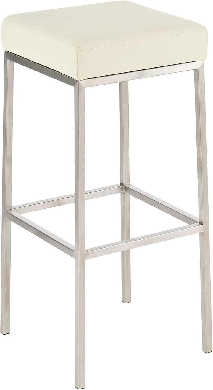 CLP 2er Set Barhocker Montreal Kunstleder I Gepolsterte Stühle Für Bartresen, Farbe:Creme, Gestell F