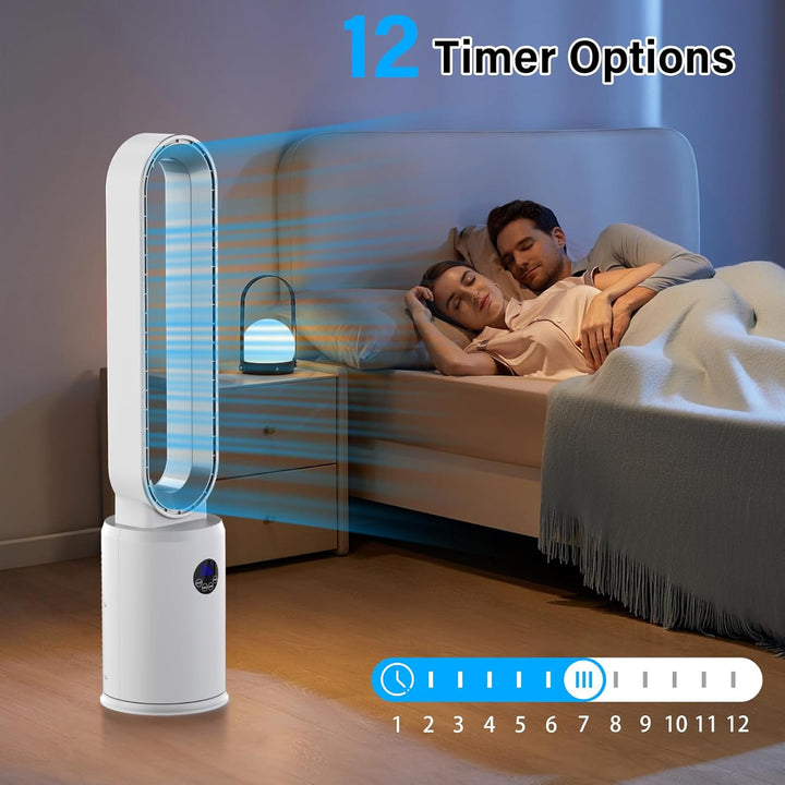 YAZEKY Turmventilator Sehr Leise Rotorloser Ventilator - 3 Geschwindigkeiten 97cm 60° Oszillierender