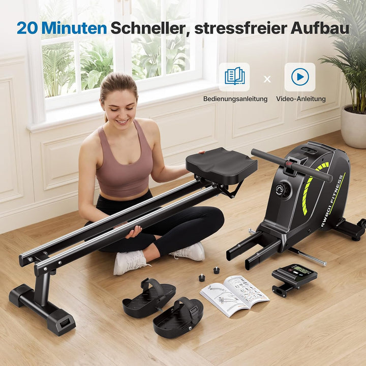 Dripex Magnetisches Rudergerät für Zuhause mit 16 Widerstandsstufen, Rudergerät für Zuhause mit LCD-